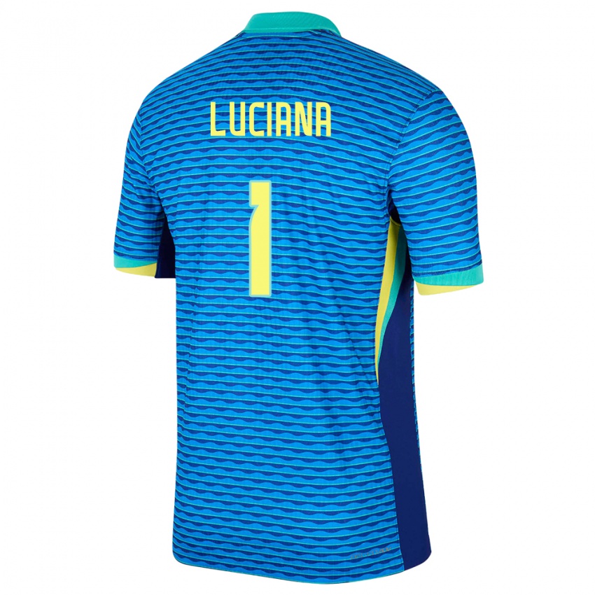 Kinder Brasilien Luciana #1 Blau Auswärtstrikot Trikot 24-26 T-Shirt