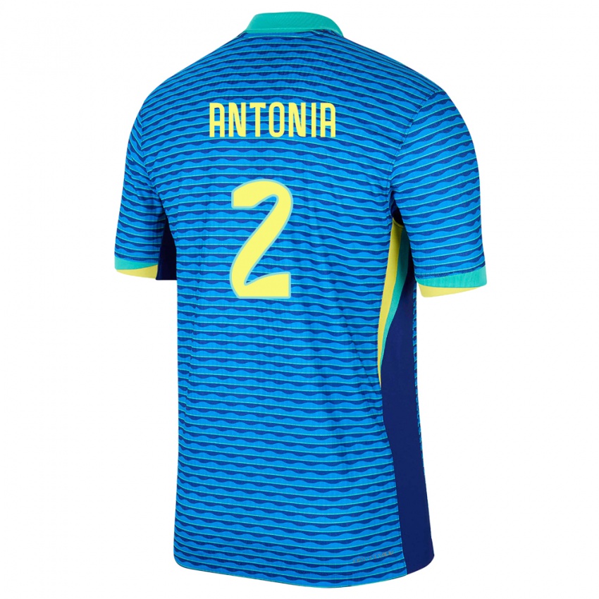 Kinder Brasilien Antonia #2 Blau Auswärtstrikot Trikot 24-26 T-Shirt