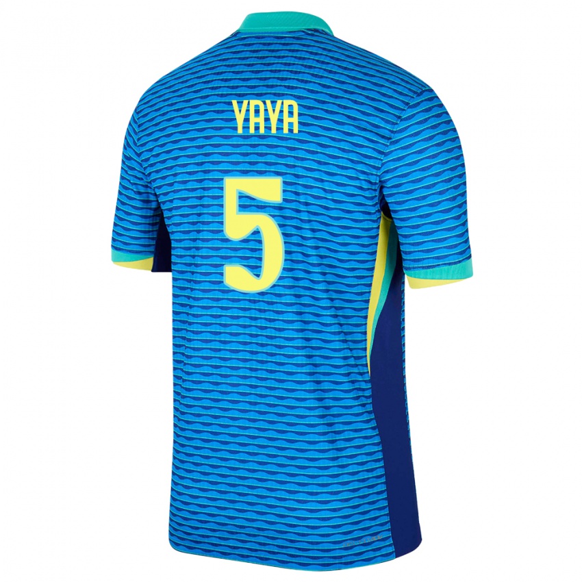 Kinder Brasilien Yaya #5 Blau Auswärtstrikot Trikot 24-26 T-Shirt