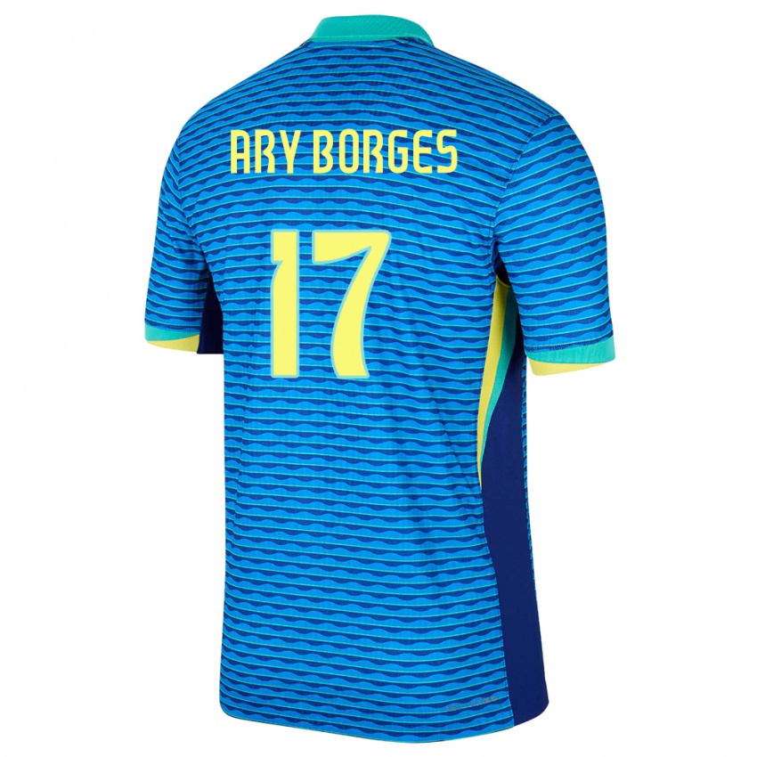 Kinder Brasilien Ary Borges #17 Blau Auswärtstrikot Trikot 24-26 T-Shirt