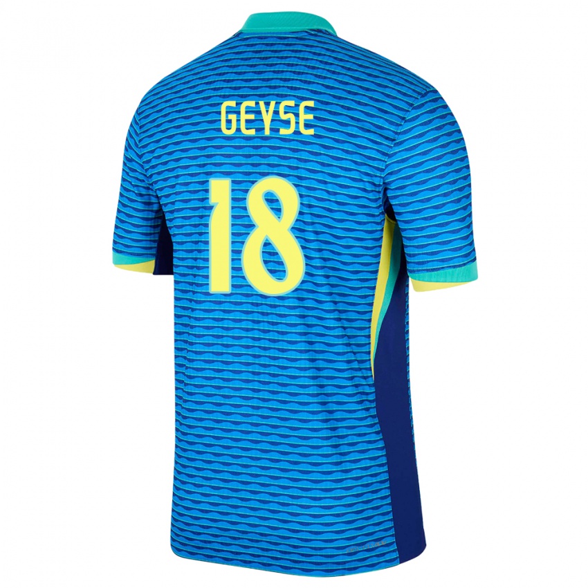 Kinder Brasilien Geyse #18 Blau Auswärtstrikot Trikot 24-26 T-Shirt