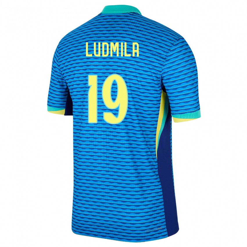 Kinder Brasilien Ludmila #19 Blau Auswärtstrikot Trikot 24-26 T-Shirt