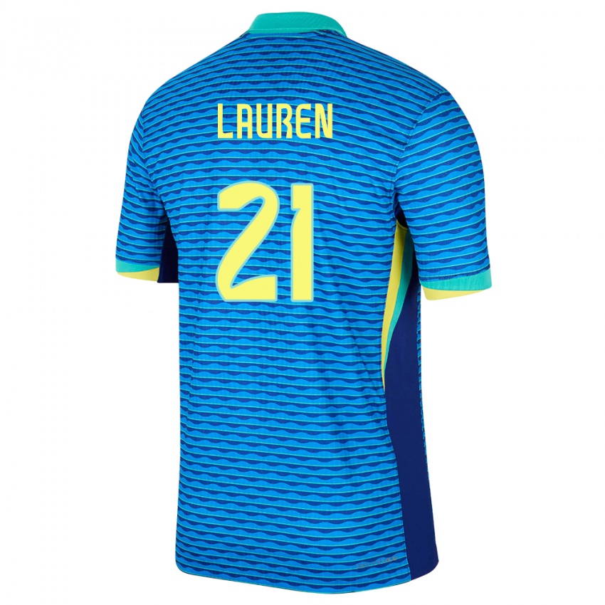 Kinder Brasilien Lauren Costa #21 Blau Auswärtstrikot Trikot 24-26 T-Shirt