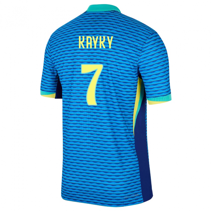 Kinder Brasilien Kayky #7 Blau Auswärtstrikot Trikot 24-26 T-Shirt