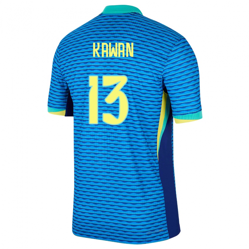 Kinder Brasilien Lucas Kawan #13 Blau Auswärtstrikot Trikot 24-26 T-Shirt