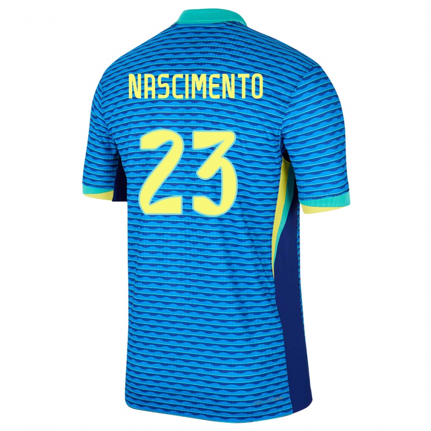 Kinder Brasilien Matheus Nascimento #23 Blau Auswärtstrikot Trikot 24-26 T-Shirt