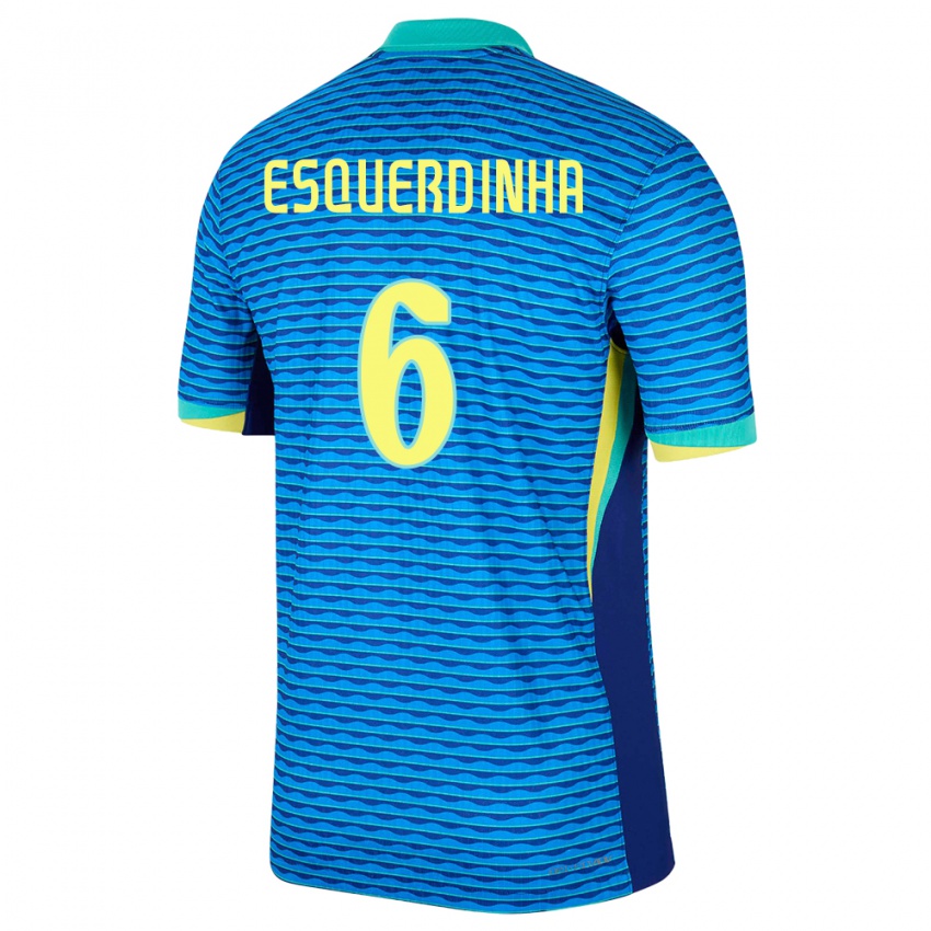 Kinder Brasilien Esquerdinha #6 Blau Auswärtstrikot Trikot 24-26 T-Shirt