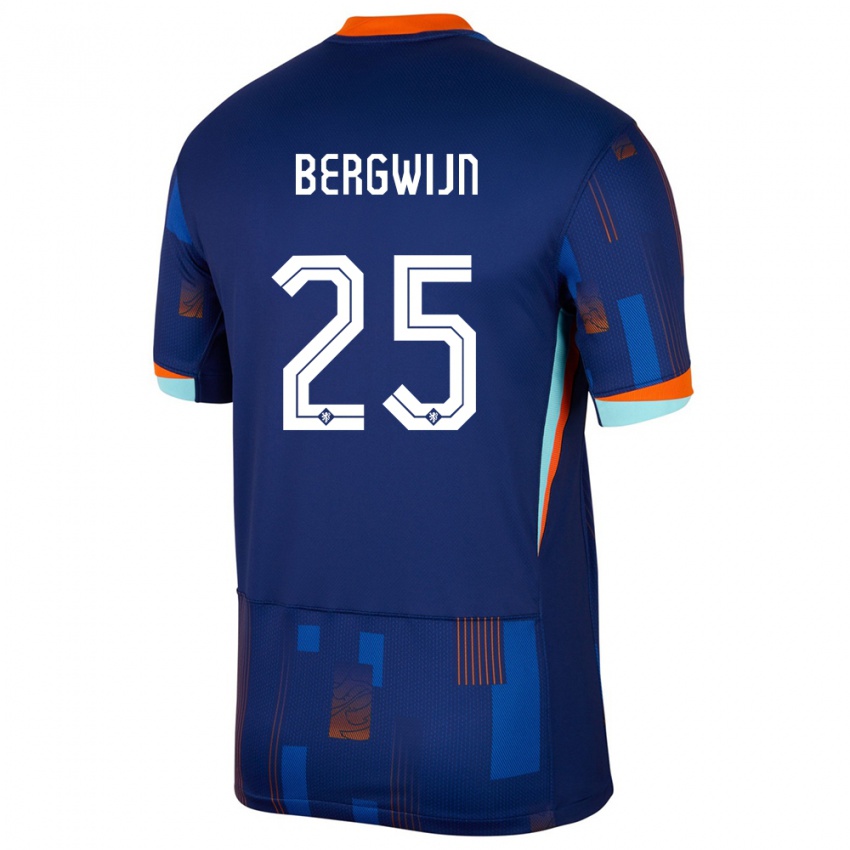 Kinder Niederlande Steven Bergwijn #25 Blau Auswärtstrikot Trikot 24-26 T-Shirt