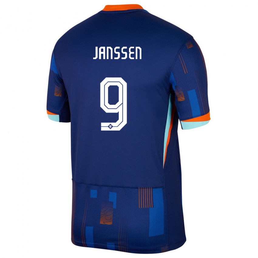 Kinder Niederlande Vincent Janssen #9 Blau Auswärtstrikot Trikot 24-26 T-Shirt