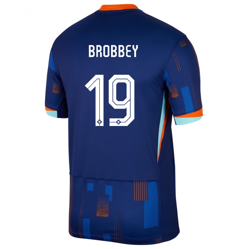 Kinder Niederlande Brian Brobbey #19 Blau Auswärtstrikot Trikot 24-26 T-Shirt