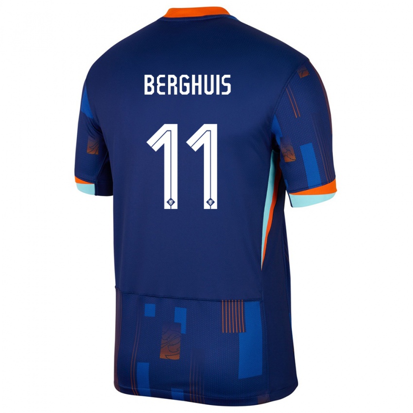 Kinder Niederlande Steven Berghuis #11 Blau Auswärtstrikot Trikot 24-26 T-Shirt