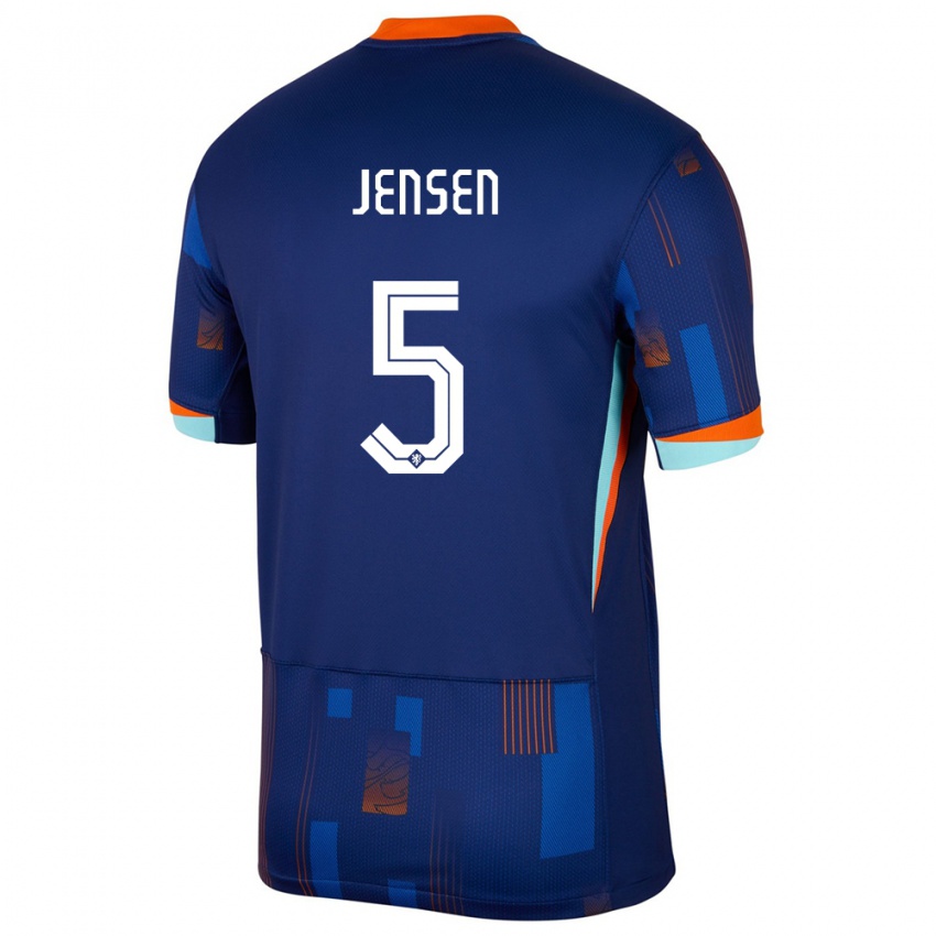 Kinder Niederlande Koen Jensen #5 Blau Auswärtstrikot Trikot 24-26 T-Shirt