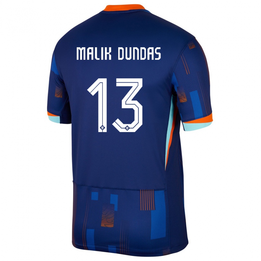 Kinder Niederlande Noa Malik Dundas #13 Blau Auswärtstrikot Trikot 24-26 T-Shirt