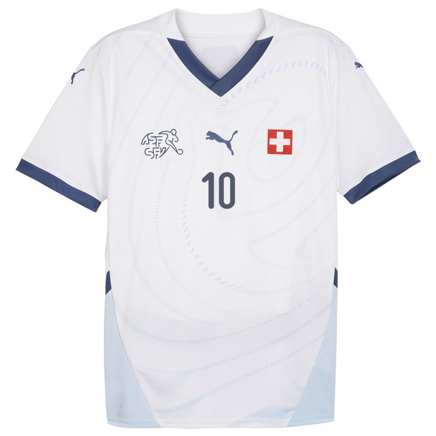 Kinder Schweiz Granit Xhaka #10 Weiß Auswärtstrikot Trikot 24-26 T-Shirt