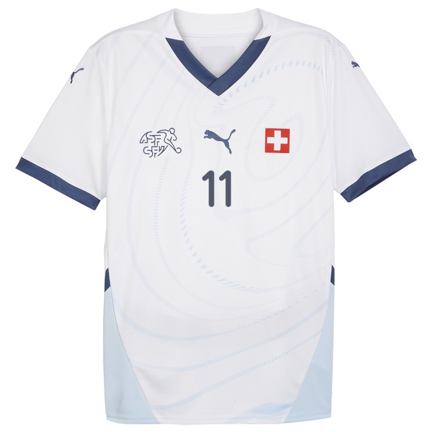 Kinder Schweiz Coumba Sow #11 Weiß Auswärtstrikot Trikot 24-26 T-Shirt