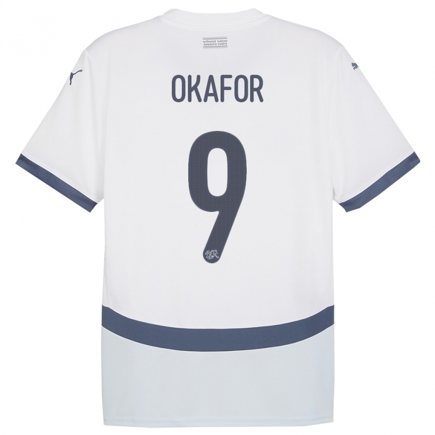 Kinder Schweiz Noah Okafor #9 Weiß Auswärtstrikot Trikot 24-26 T-Shirt