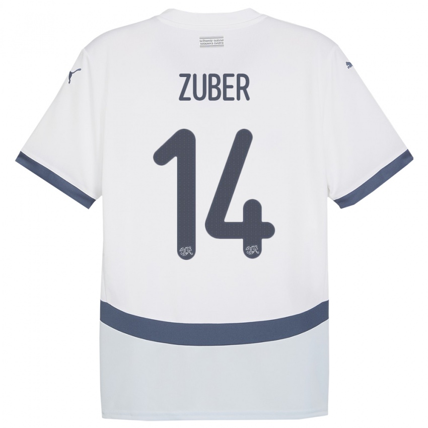 Kinder Schweiz Steven Zuber #14 Weiß Auswärtstrikot Trikot 24-26 T-Shirt