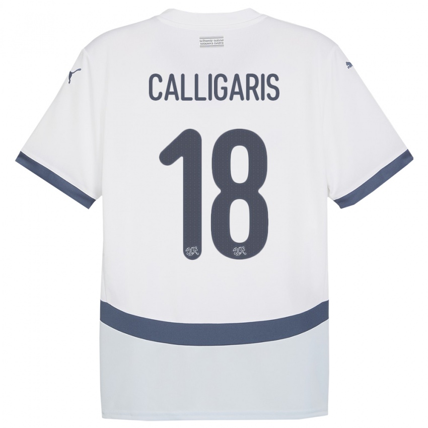 Kinder Schweiz Viola Calligaris #18 Weiß Auswärtstrikot Trikot 24-26 T-Shirt