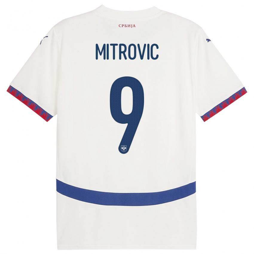 Kinder Serbien Aleksandar Mitrovic #9 Weiß Auswärtstrikot Trikot 24-26 T-Shirt
