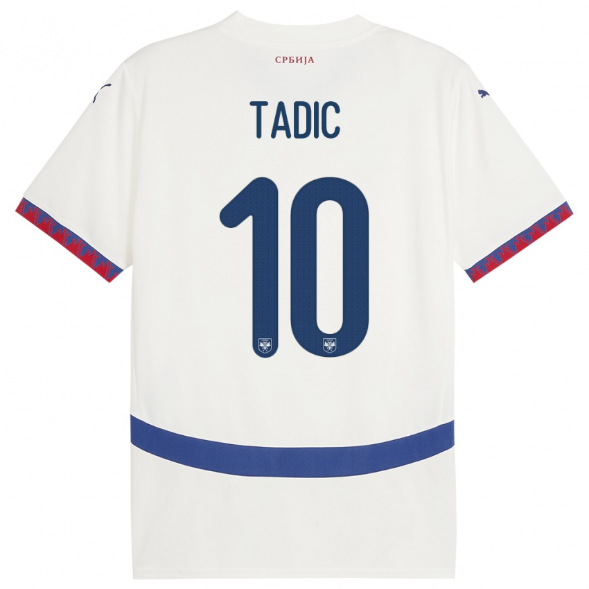 Kinder Serbien Dusan Tadic #10 Weiß Auswärtstrikot Trikot 24-26 T-Shirt