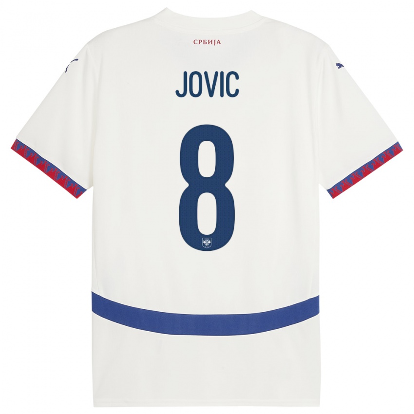 Kinder Serbien Luka Jovic #8 Weiß Auswärtstrikot Trikot 24-26 T-Shirt