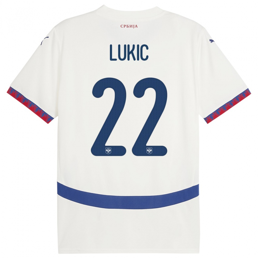 Kinder Serbien Sasa Lukic #22 Weiß Auswärtstrikot Trikot 24-26 T-Shirt