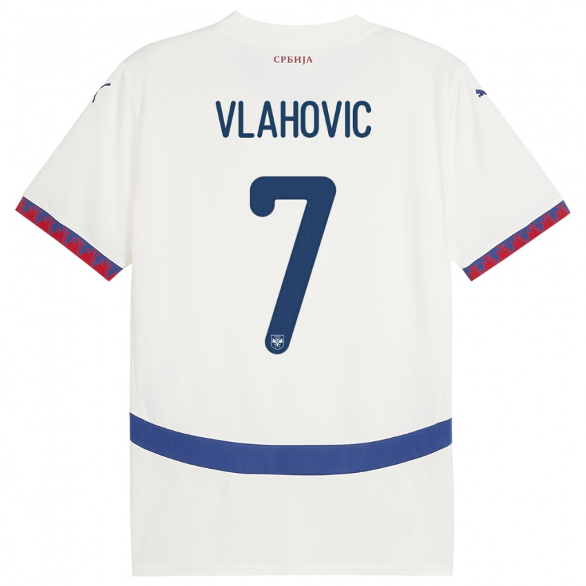 Kinder Serbien Dusan Vlahovic #7 Weiß Auswärtstrikot Trikot 24-26 T-Shirt