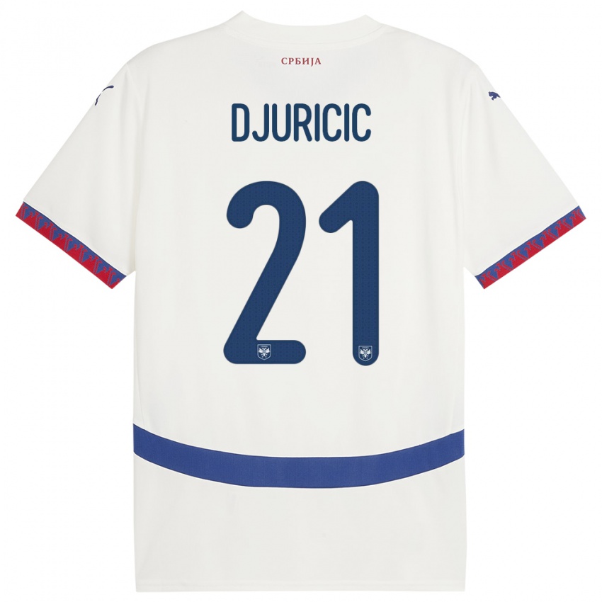 Kinder Serbien Filip Djuricic #21 Weiß Auswärtstrikot Trikot 24-26 T-Shirt