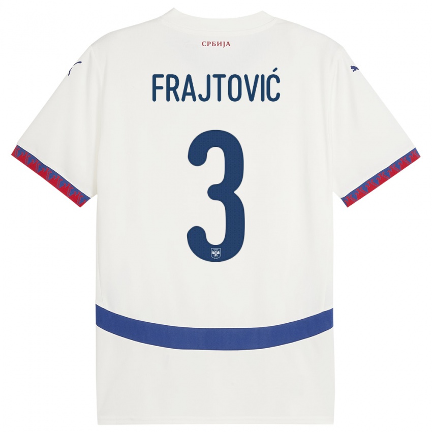 Kinder Serbien Andela Frajtovic #3 Weiß Auswärtstrikot Trikot 24-26 T-Shirt