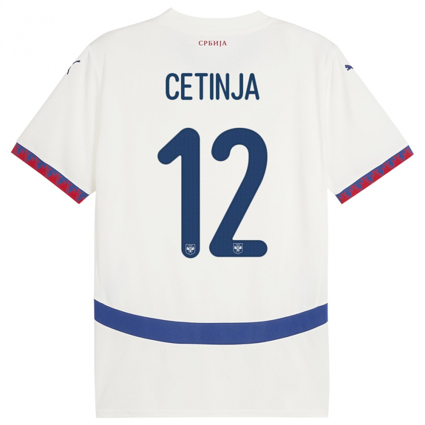 Kinder Serbien Sara Cetinja #12 Weiß Auswärtstrikot Trikot 24-26 T-Shirt