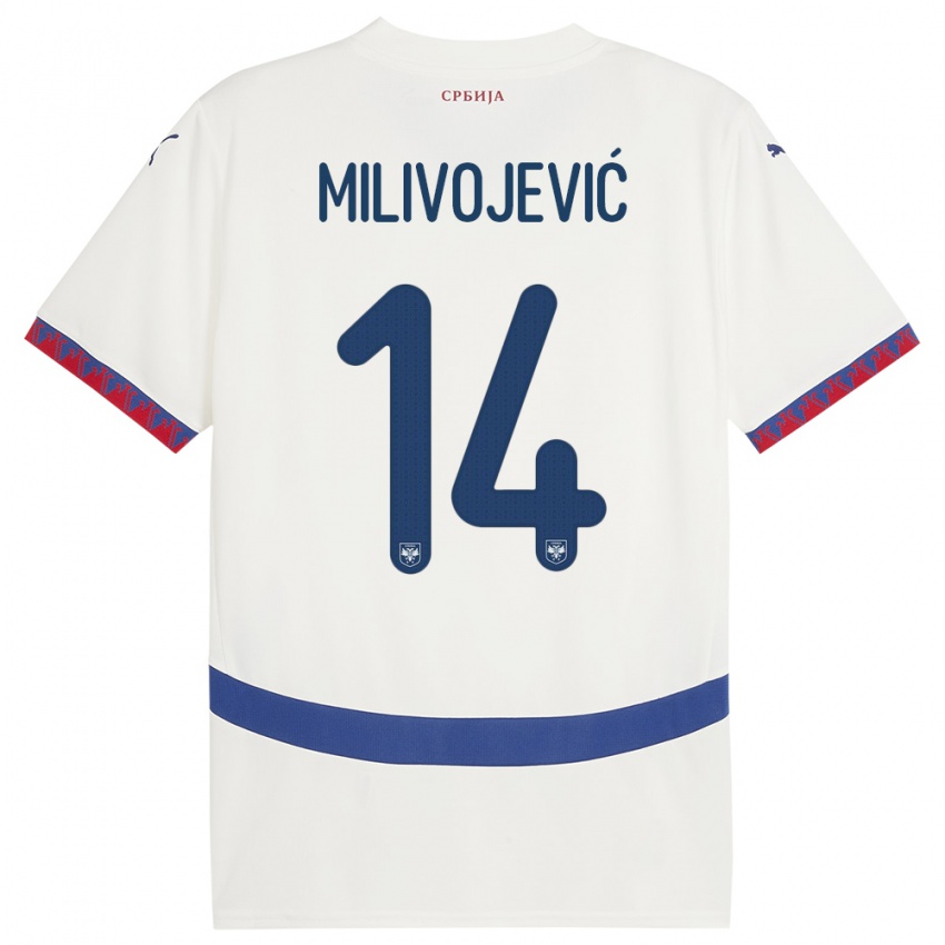 Kinder Serbien Vesna Milivojevic #14 Weiß Auswärtstrikot Trikot 24-26 T-Shirt