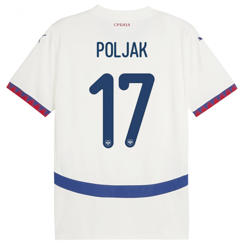 Kinder Serbien Allegra Poljak #17 Weiß Auswärtstrikot Trikot 24-26 T-Shirt