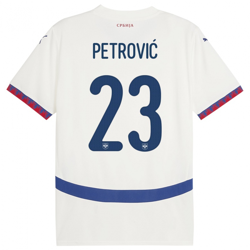 Kinder Serbien Jovana Petrovic #23 Weiß Auswärtstrikot Trikot 24-26 T-Shirt