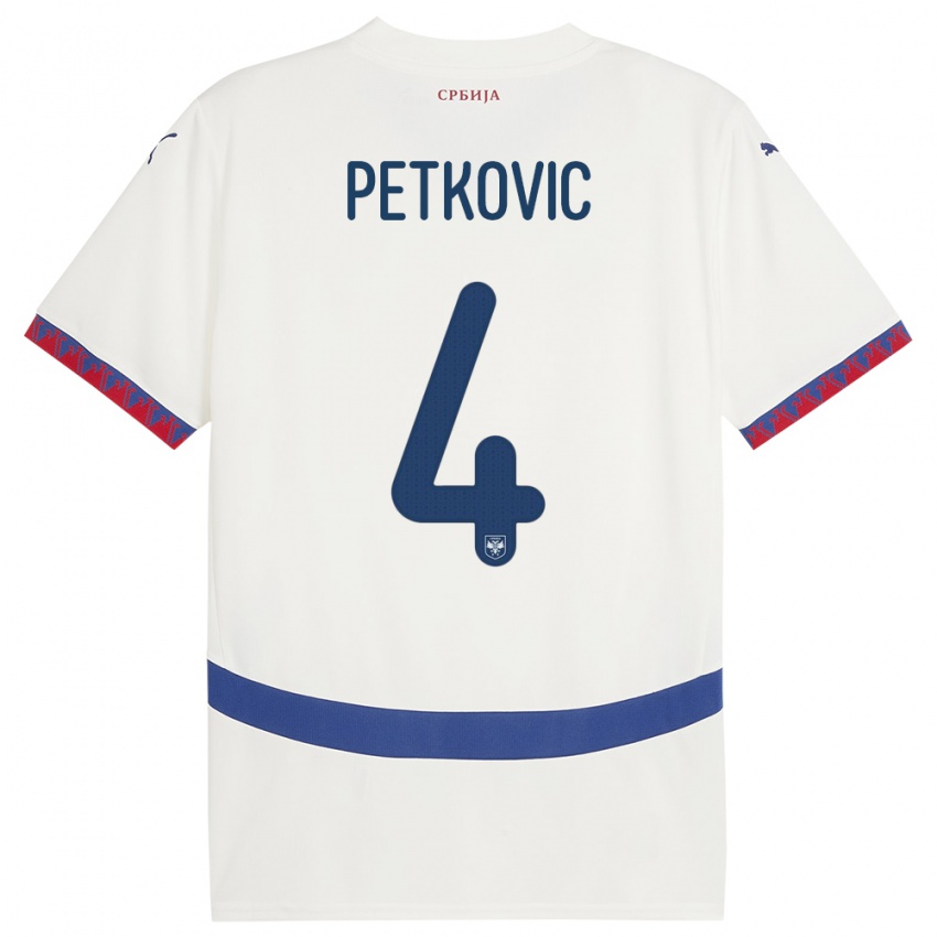 Kinder Serbien Nikola Petkovic #4 Weiß Auswärtstrikot Trikot 24-26 T-Shirt