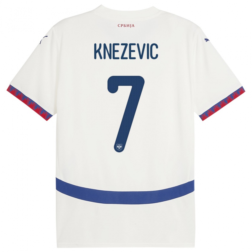 Kinder Serbien Nikola Knezevic #7 Weiß Auswärtstrikot Trikot 24-26 T-Shirt