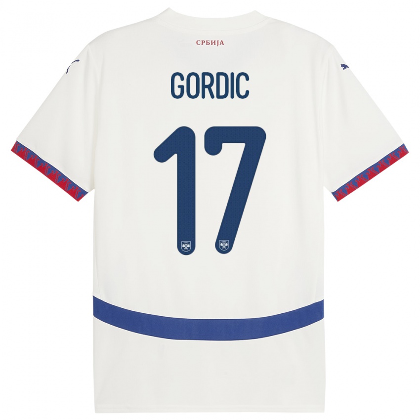 Kinder Serbien Djordje Gordic #17 Weiß Auswärtstrikot Trikot 24-26 T-Shirt