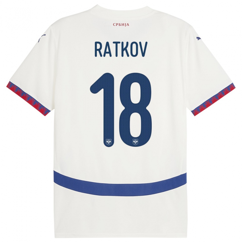 Kinder Serbien Petar Ratkov #18 Weiß Auswärtstrikot Trikot 24-26 T-Shirt