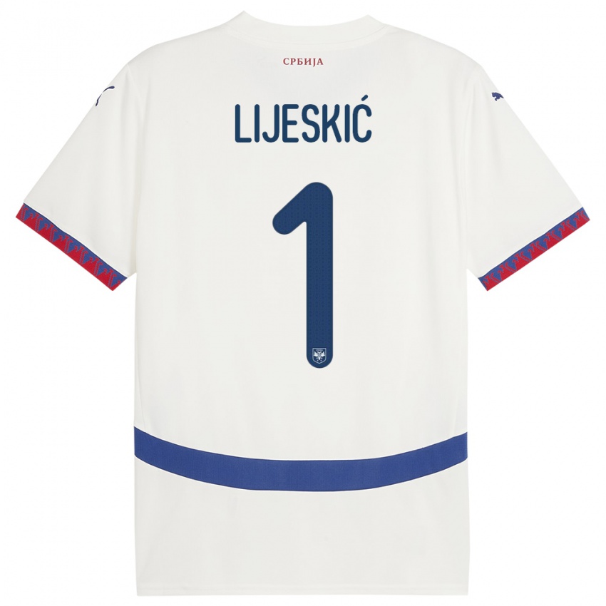 Kinder Serbien Luka Lijeskic #1 Weiß Auswärtstrikot Trikot 24-26 T-Shirt