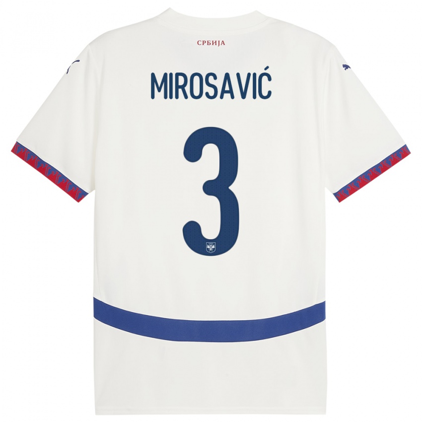 Kinder Serbien Veljko Mirosavic #3 Weiß Auswärtstrikot Trikot 24-26 T-Shirt