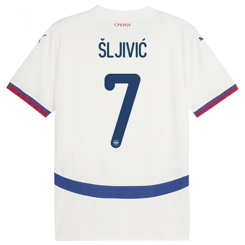 Kinder Serbien Jovan Sljivic #7 Weiß Auswärtstrikot Trikot 24-26 T-Shirt