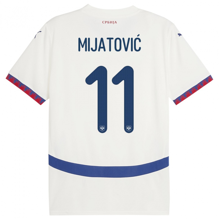 Kinder Serbien Jovan Mijatovic #11 Weiß Auswärtstrikot Trikot 24-26 T-Shirt