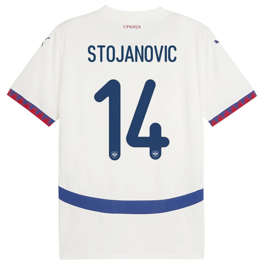 Kinder Serbien Matija Stojanovic #14 Weiß Auswärtstrikot Trikot 24-26 T-Shirt