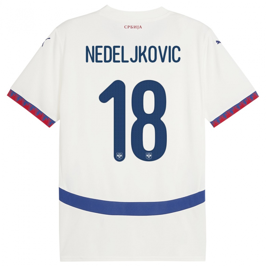 Kinder Serbien Kosta Nedeljkovic #18 Weiß Auswärtstrikot Trikot 24-26 T-Shirt