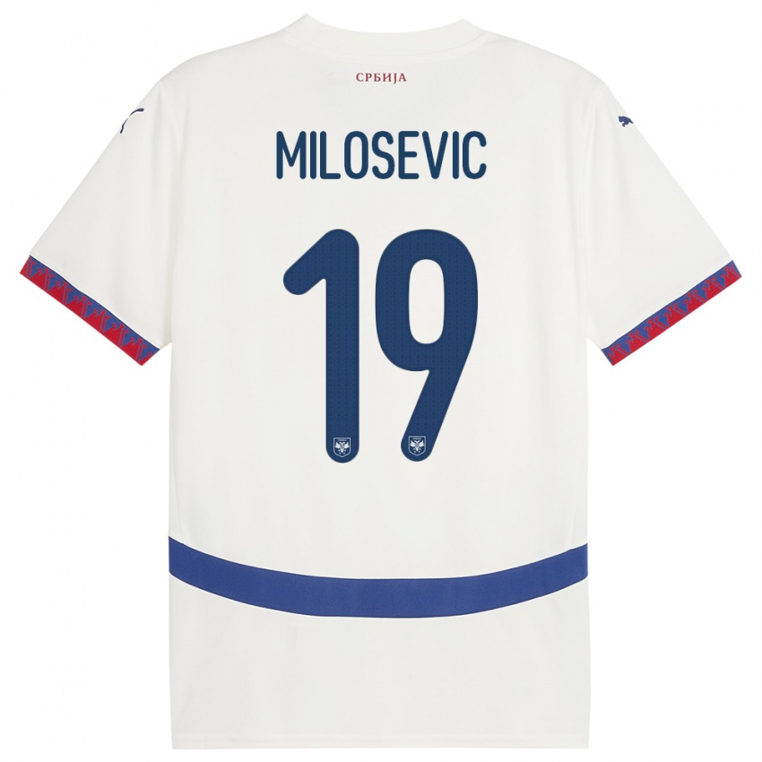 Kinder Serbien Jovan Milosevic #19 Weiß Auswärtstrikot Trikot 24-26 T-Shirt