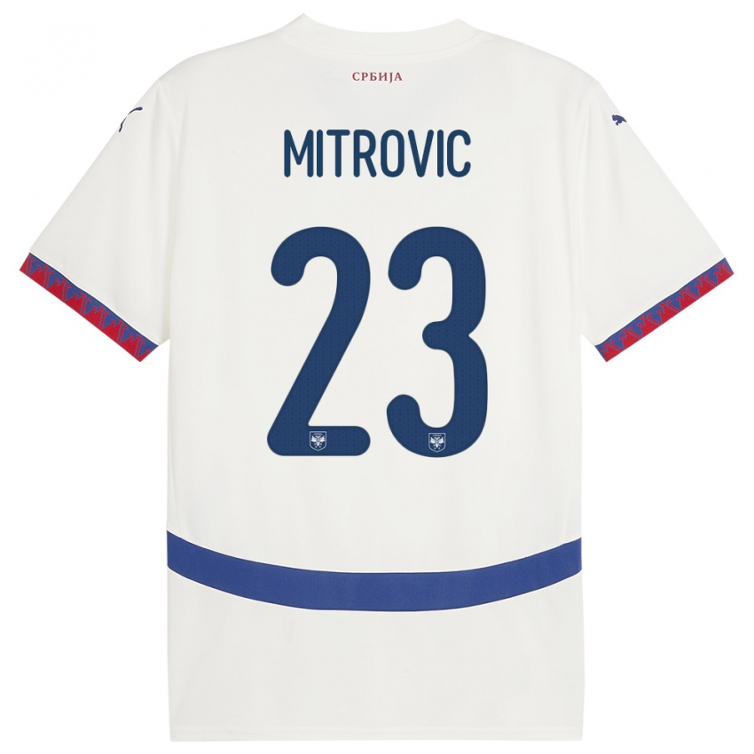 Kinder Serbien Vuk Mitrovic #23 Weiß Auswärtstrikot Trikot 24-26 T-Shirt