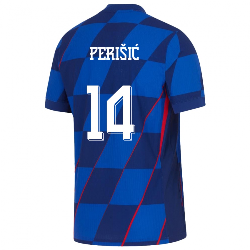 Kinder Kroatien Ivan Perisic #14 Blau Auswärtstrikot Trikot 24-26 T-Shirt