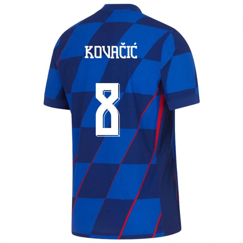 Kinder Kroatien Mateo Kovacic #8 Blau Auswärtstrikot Trikot 24-26 T-Shirt