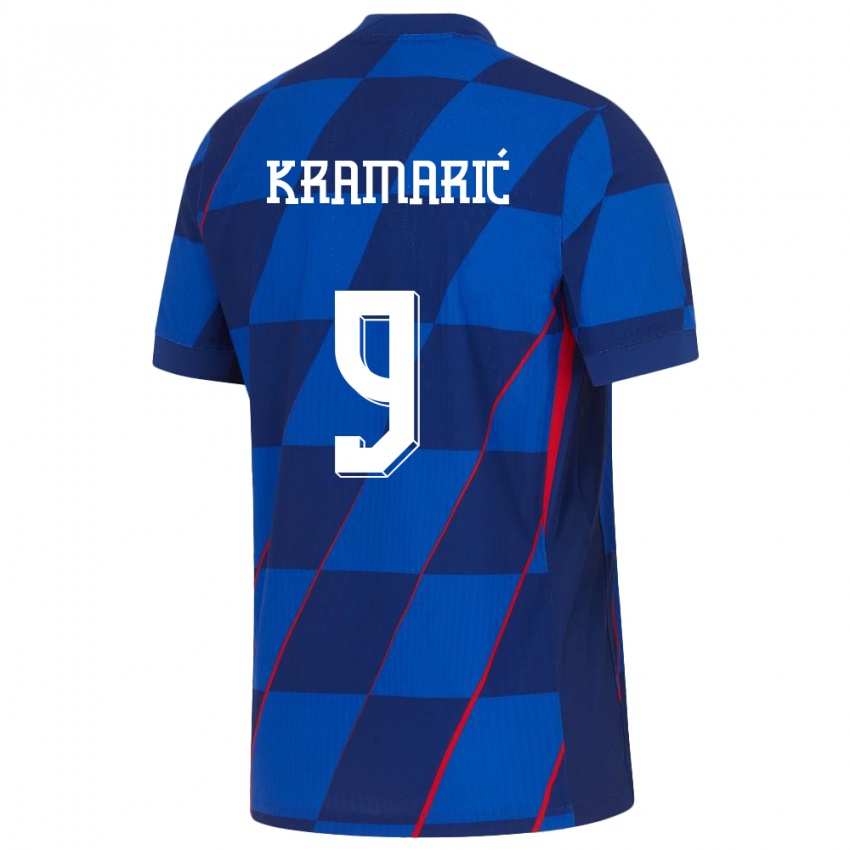 Kinder Kroatien Andrej Kramaric #9 Blau Auswärtstrikot Trikot 24-26 T-Shirt