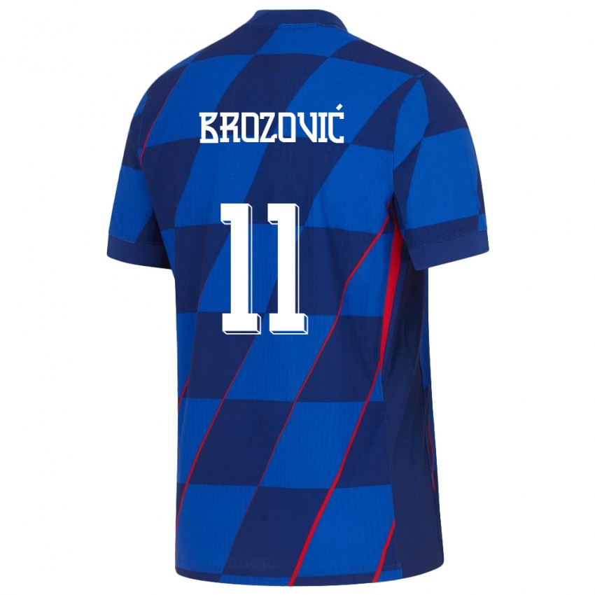 Kinder Kroatien Marcelo Brozovic #11 Blau Auswärtstrikot Trikot 24-26 T-Shirt