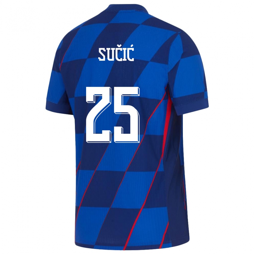 Kinder Kroatien Luka Sucic #25 Blau Auswärtstrikot Trikot 24-26 T-Shirt